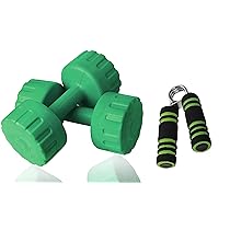AURION M3+SOTGRIP-X 1 Hand PVC Dumbbells Weights Fitness Home Gym Exercise Barbell 1kg, 2kg, 3kg, 4kg, 5kg (Blue, Pack of 2) Fixed