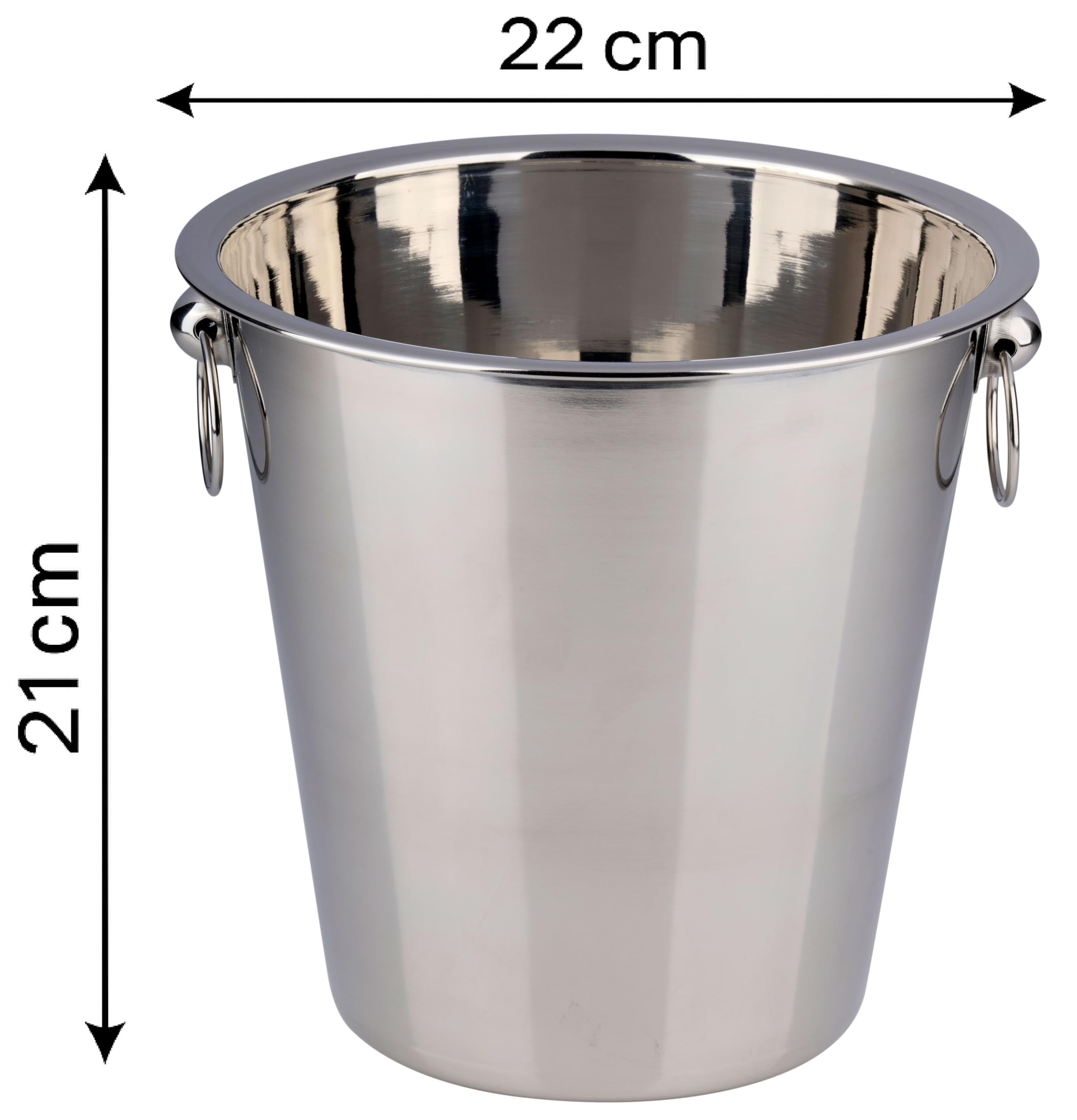 Bambelaa! Refrigeratore per spumante in acciaio inox lucido con manici ad anello, per vino, champagne, colore argento (diametro circa 22 cm)