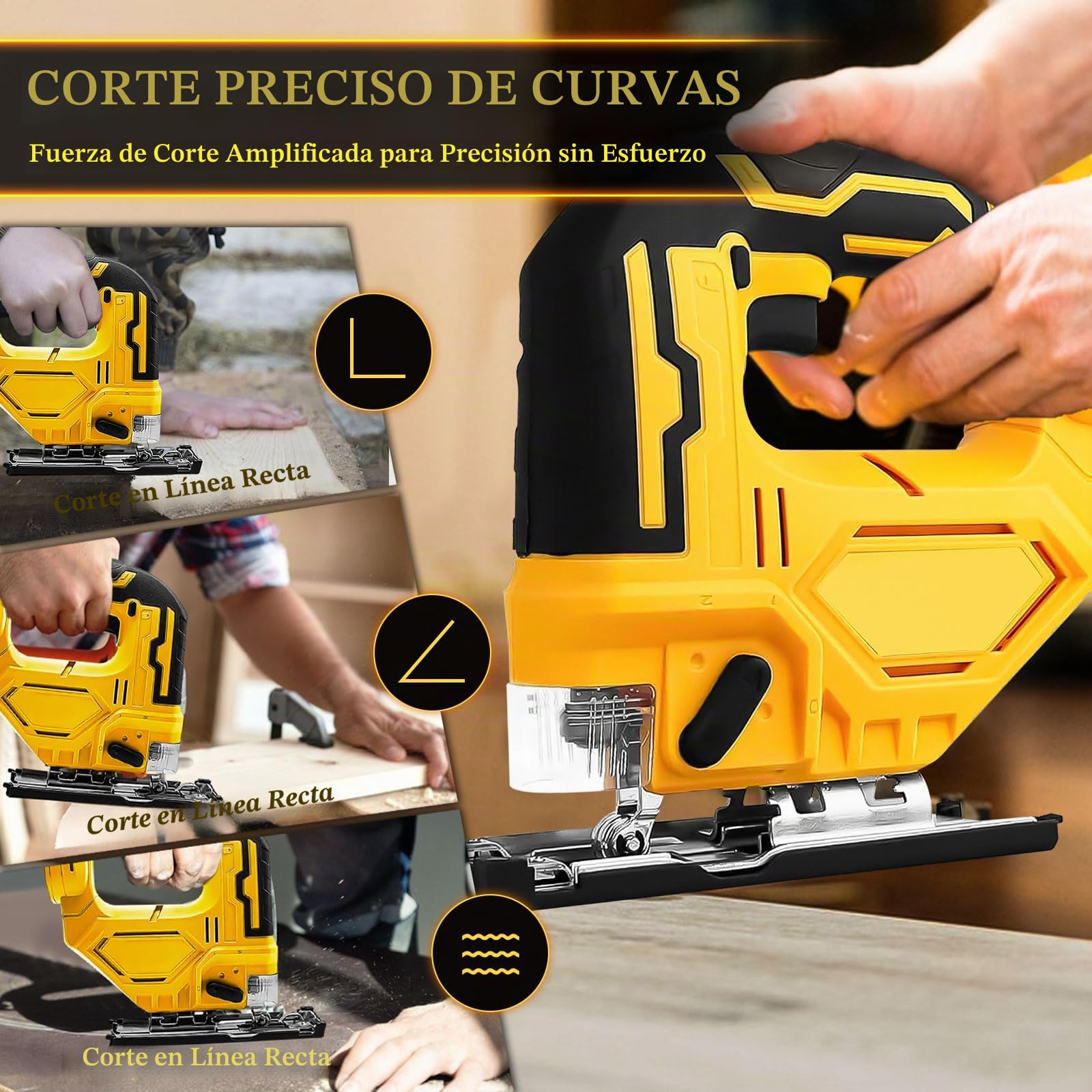 Sierra de calar eléctrica inalámbrica para Dewalt, 400 W, 2900 rpm, corte biselado a 45°, 3 ajustes orbitales con 6 cuchillas de repuesto, para metal, PVC, madera contrachapada de PVC (para DeWalt)