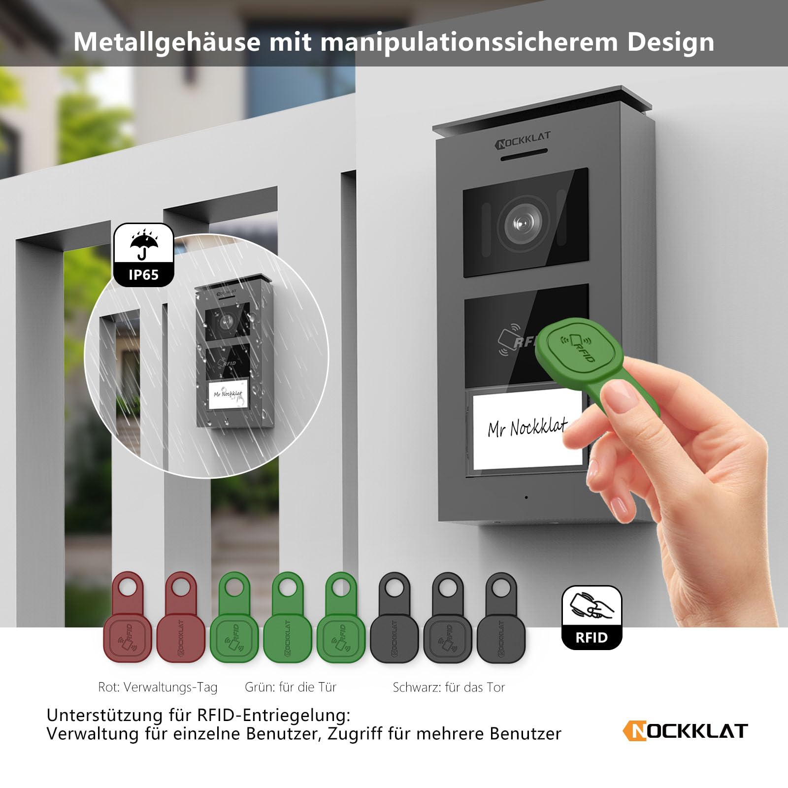 WLAN 2 draht Video-türsprechanlage mit Kamera IP65, 1080p HD, 7 Zoll Touchscreen, Entriegelung familienhaus per App/Swip karte, Bewegungserkennung,Nachtvision, lokale Wetterinformationen