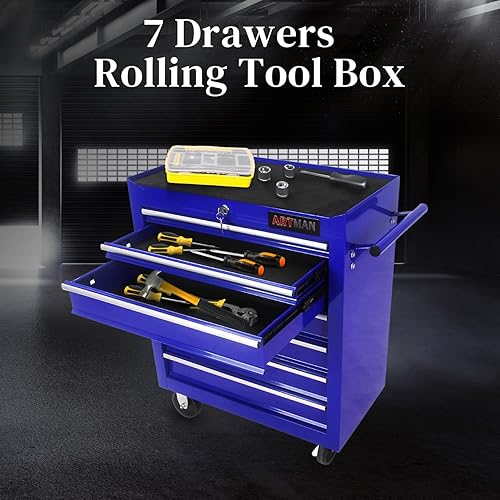 Miniatura 3 de Caja de herramientas con ruedas de 7 cajones con ruedas, carrito de herramientas multifuncional, gabinete de almacenamiento de herramientas