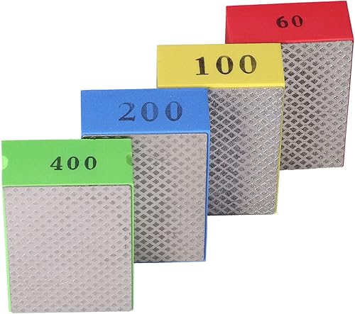 Miniatura 5 de Almohadillas de pulido a mano de diamante, 4 almohadillas de pulido a mano de diamante para recorte de piedra de azulejos, desbarbado 60# 100# 200#