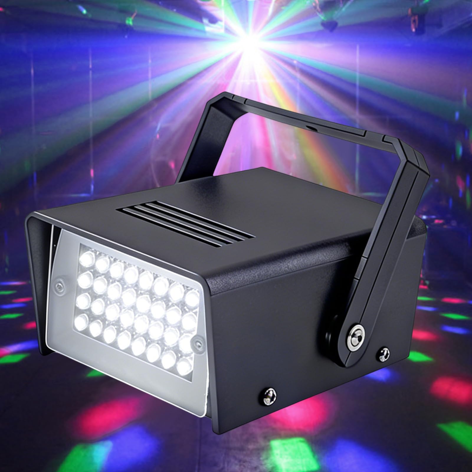 2 Paquets Mini Stroboscope Soirée 32 Led Lumière Blanche Stromboscope Soirée, Éclairage de scène Projecteur Stroboscopique Led jeu de Lumiere Soiree dj pour Animer vos Fêtes d'Anniversaire