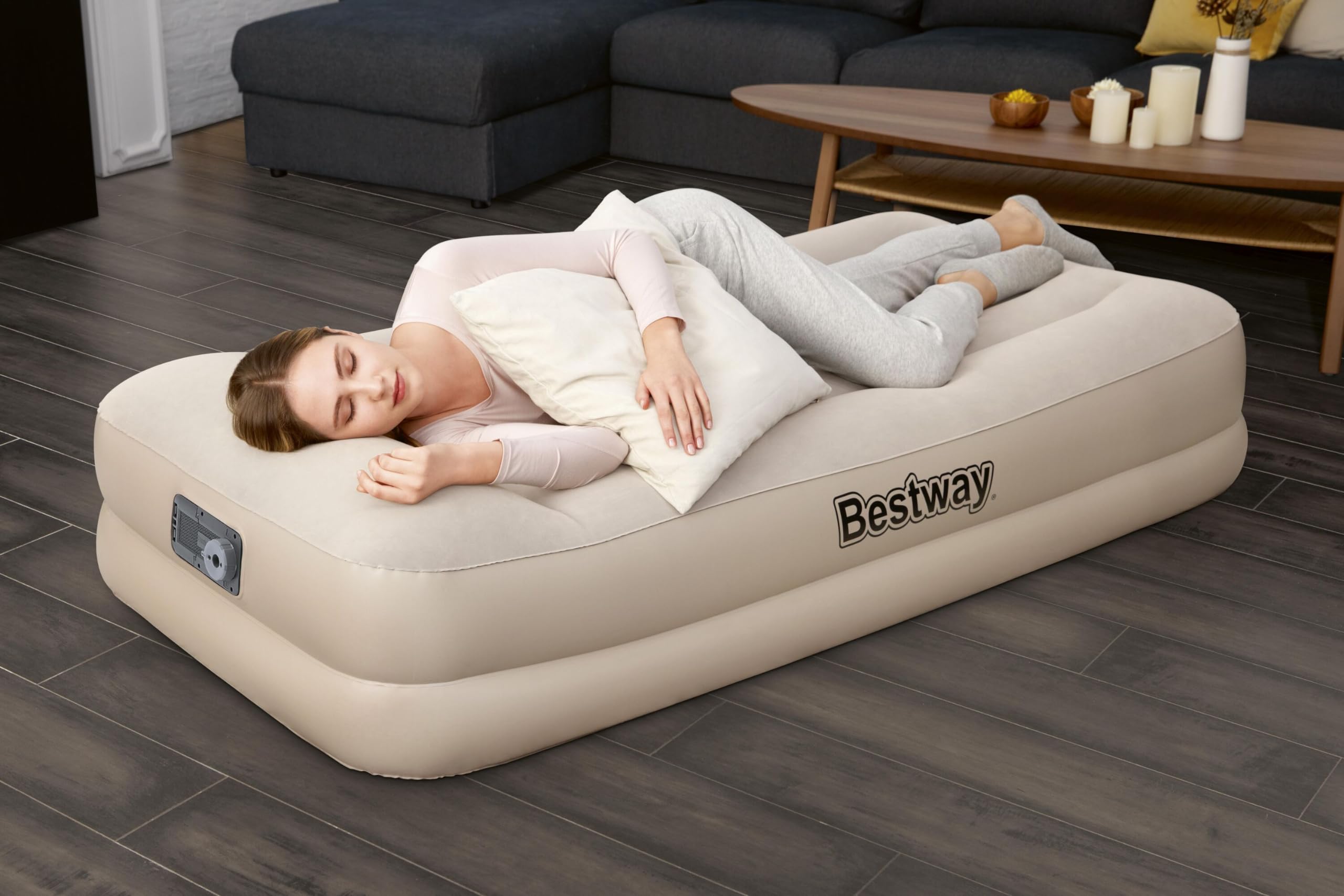 Bestway Tritech™ Meltemia - Colchón Hinchable Individual (191 x 97 x 42 cm, con Bomba eléctrica integrada), Color Beige