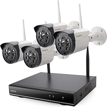Amazon Com Onwote Wireless Wifi Security Camera System Outdoor 1080p Nvr 4 960p Ip Surveillance Cameras For Home 80ft Night Vision Remote Access Motion Alert No Hard Drive Electronics