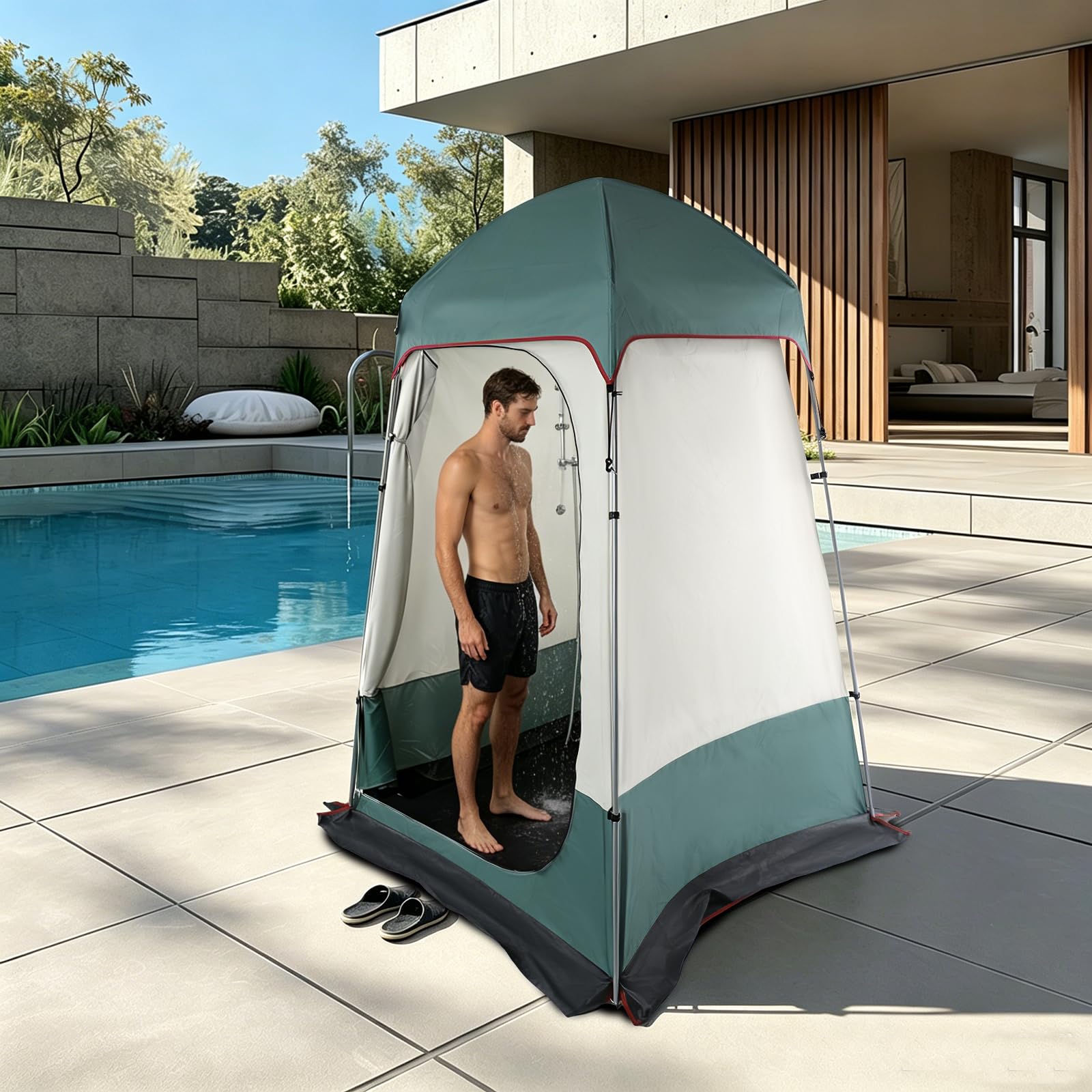 Camping Duschzelt, Duschzelt mit Boden-Tuch 1 Person, Toilettenzelt, großes Umkleidezelt Lagerzelt Camping Privatsphäre Strandzelt Unterstand,160x160x240cm