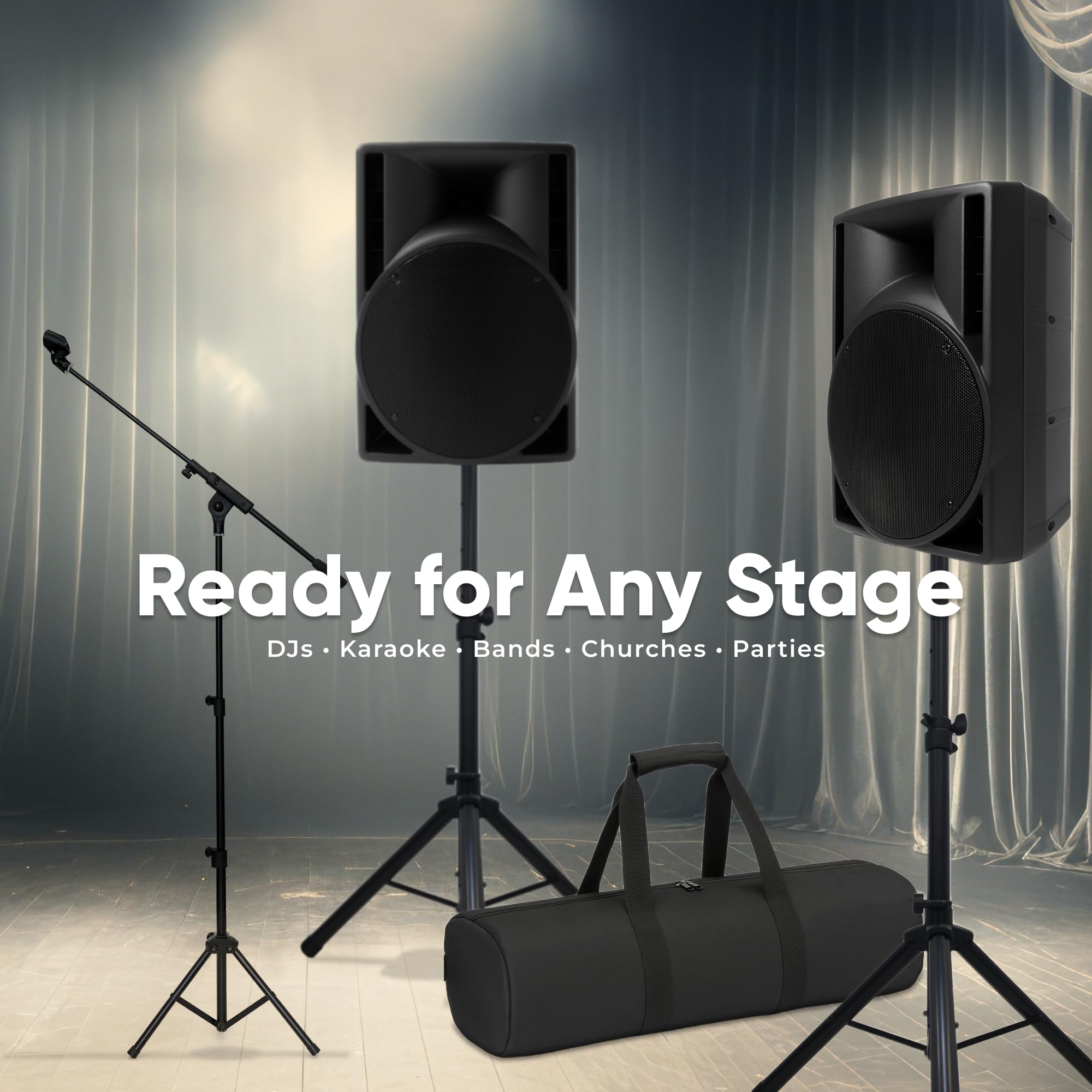 BOWENS 10 Inch 1000W PA System with Microphone – Portable DJ Speakers with Bluetooth, USB/SD, LCD Display & Remote Control – Pro PA Speaker System, 150W RMS Big Speaker for Parties & Events