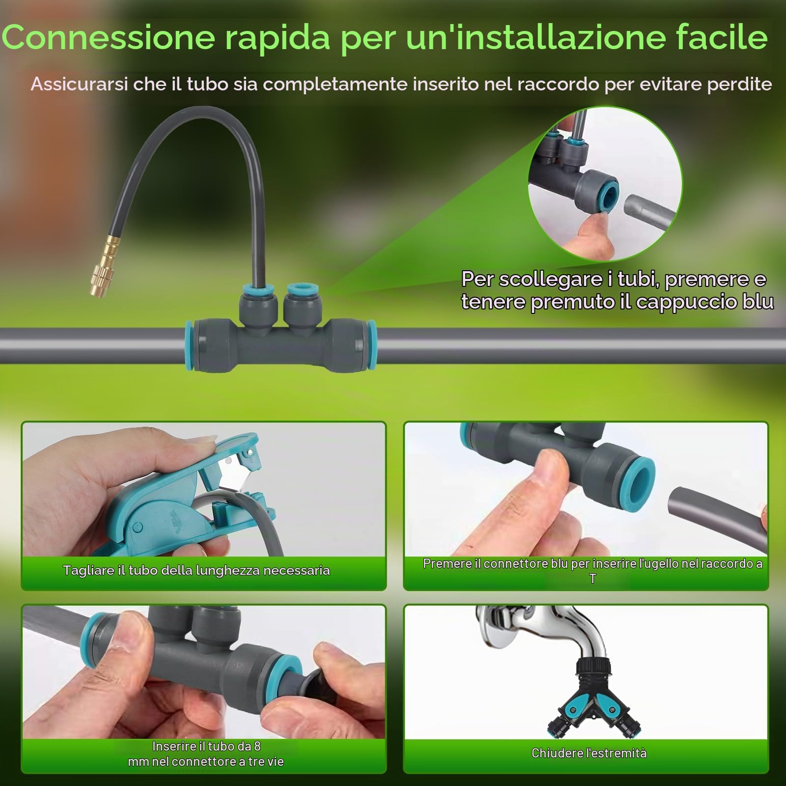 Sistema di irrigazione Micro Drip System, 30 m, con timer e 20 ugelli, sistema di irrigazione automatico a 360°, adatto per piante da giardino, aiuole, giardini, piante in vaso e prati