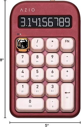 Vista 32 de AZIO IZO - Calculadora mecánica inalámbrica y almohadilla numérica (negro/bronce oscuro) - Bluetooth 5.0 y USB, interruptor mecánico Gateron-rojo, 9