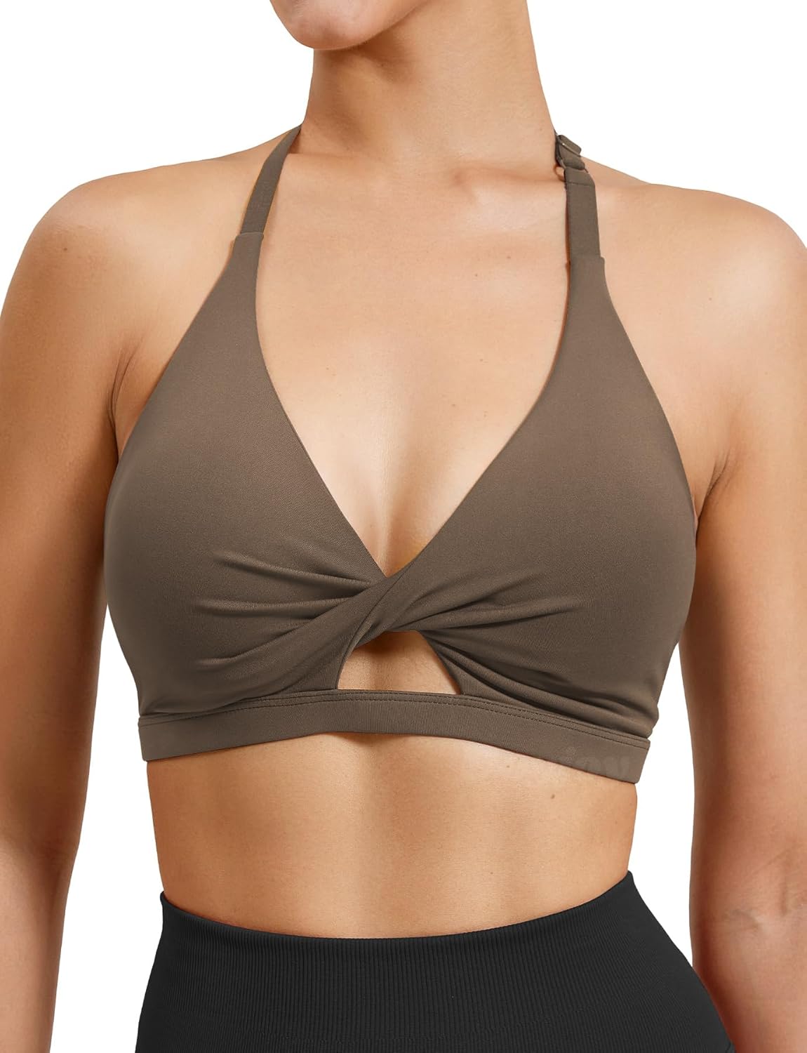 VOYJOY Workout Sports Bras for Women Padded Backless Strappy Fitness Wireless Gym Medium Impact Bra Yoga Crop Top - Image 2