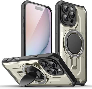 Magnetic Case for iPhone 16/16 Pro/16 Plus/16 Pro Max, Military Grade Shockproof Case with St Coverage Lens Protection Cover,16,Grey