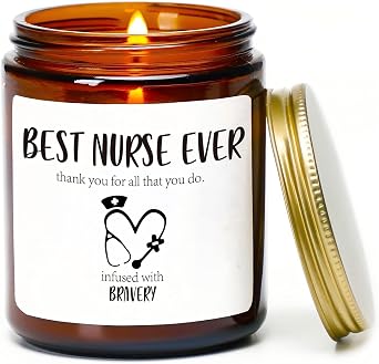 Nurse Gift for Women, Best Nurse Ever Candle, Funny Gift for Nurse Week Appreciation Graduation Retirement, Christmas, Nurse Practitioner, RN Gifts for Women,Sandalwood Sectend Candle,7oz