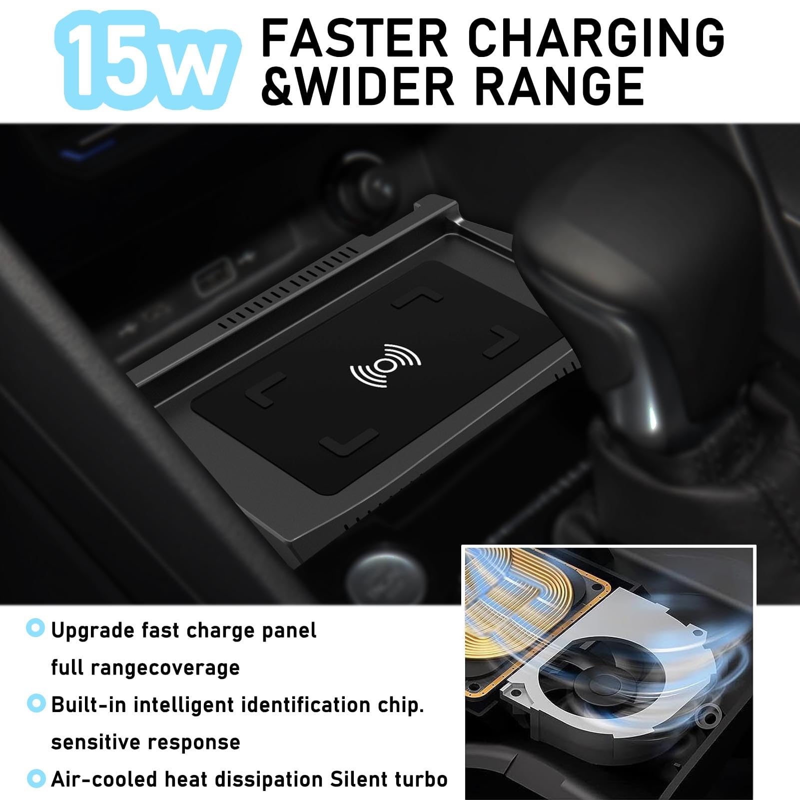 CenNa Caricatore Wireless Auto per Volkswagen Tiguan (2017 2018 2019 2020 2021 2022 2023) Accessorio per Tutti I Modelli con Ricarica Rapida Wireless da 15 W, Regalo per La Famiglia