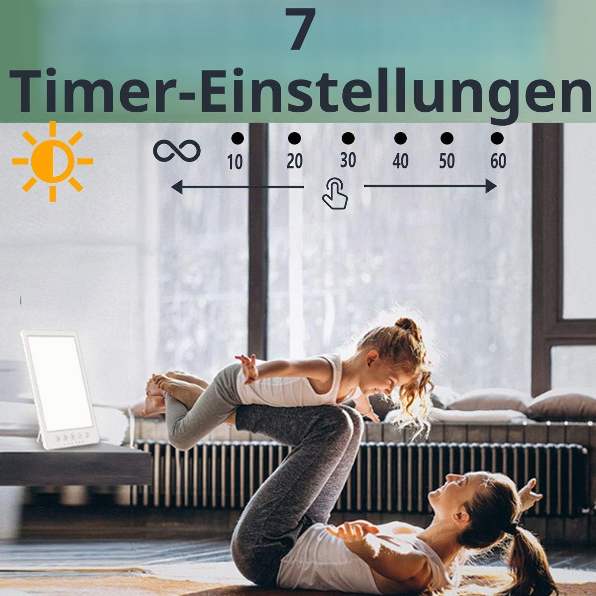 Easysleep Tageslichtlampe 10000 Lux Lichttherapielampe LED mit 6 Timer, 10 Helligkeitsstufen, UV-freies simuliertes Sonnenlicht