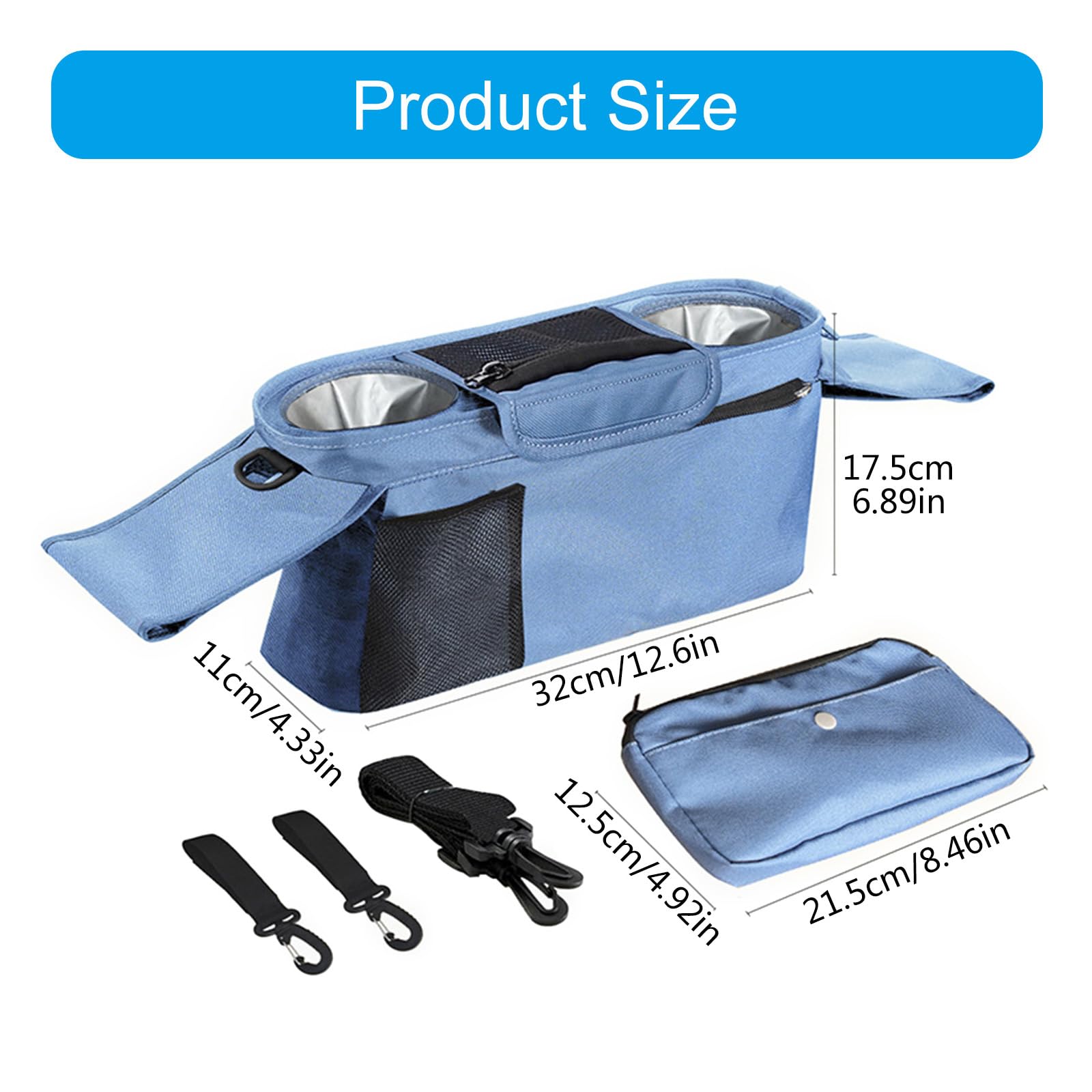 Borsa per carrozzina per bambini, organizer per passeggini, tasche staccabili per telefono, tracolla multifunzione per passeggini e organizzatori Hangi