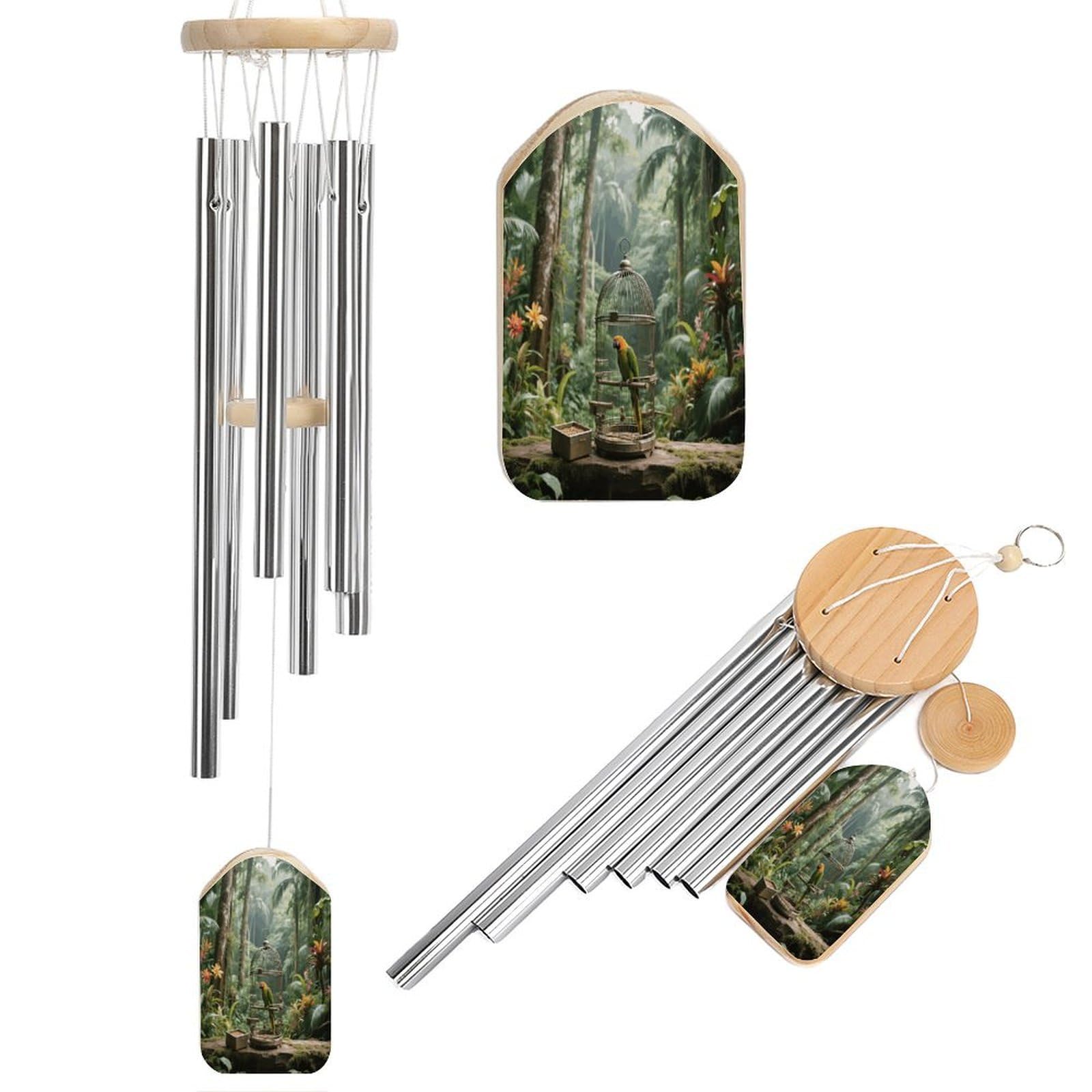 Parrot in Rainforest Wind Chimes for Outdoor Large Deep Tone Aluminium Wind Chimes Soothing Melodic Sound 20.5" Hanging Metal Windchimes Outdoors Decor for Patio Porch Yard