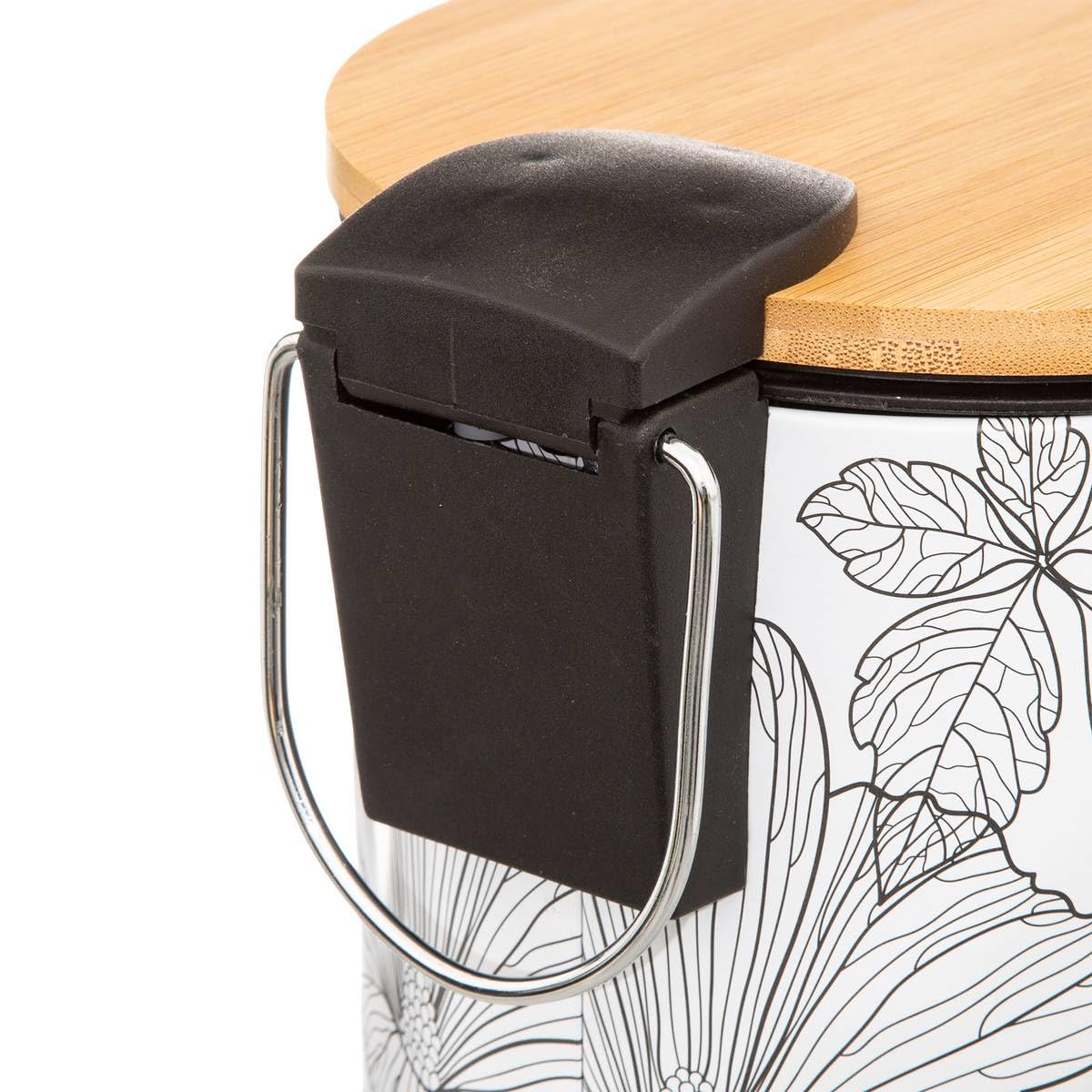 Bidone 5five BlackFlora 3L Bianco E Nero | Chiusura Morbida Per Cucina, Bagno O Ufficio - Foto 7