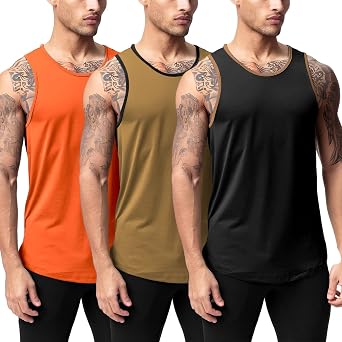 JIHUILAI Mens Athletic Quick Dry Workout Sport Muscle Tees Soft Bodybuilding Gym Jogging Tank Tops Sleeveless Shirts