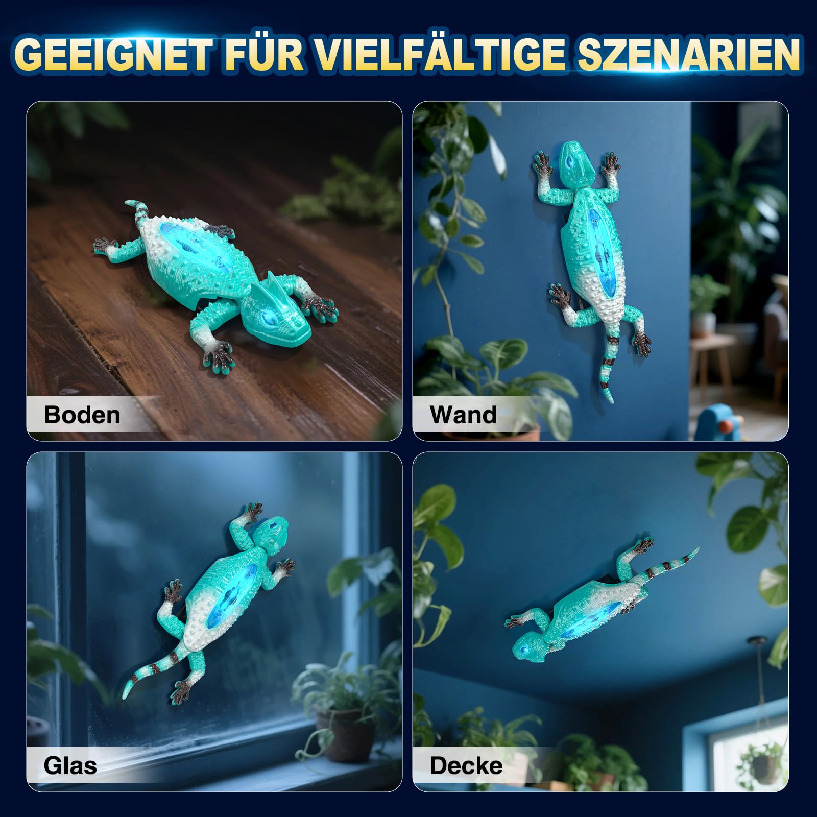 Ferngesteuertes Gecko Wandflitzer, Wiederaufladbare RC Stunt Kletter Auto mit LED Licht, Ferngesteuertes Roboter Kinder, RC Spielzeug Geschenke für Jungen und Mädchen ab 5 6 7 8 9 10 11 12 Jahren