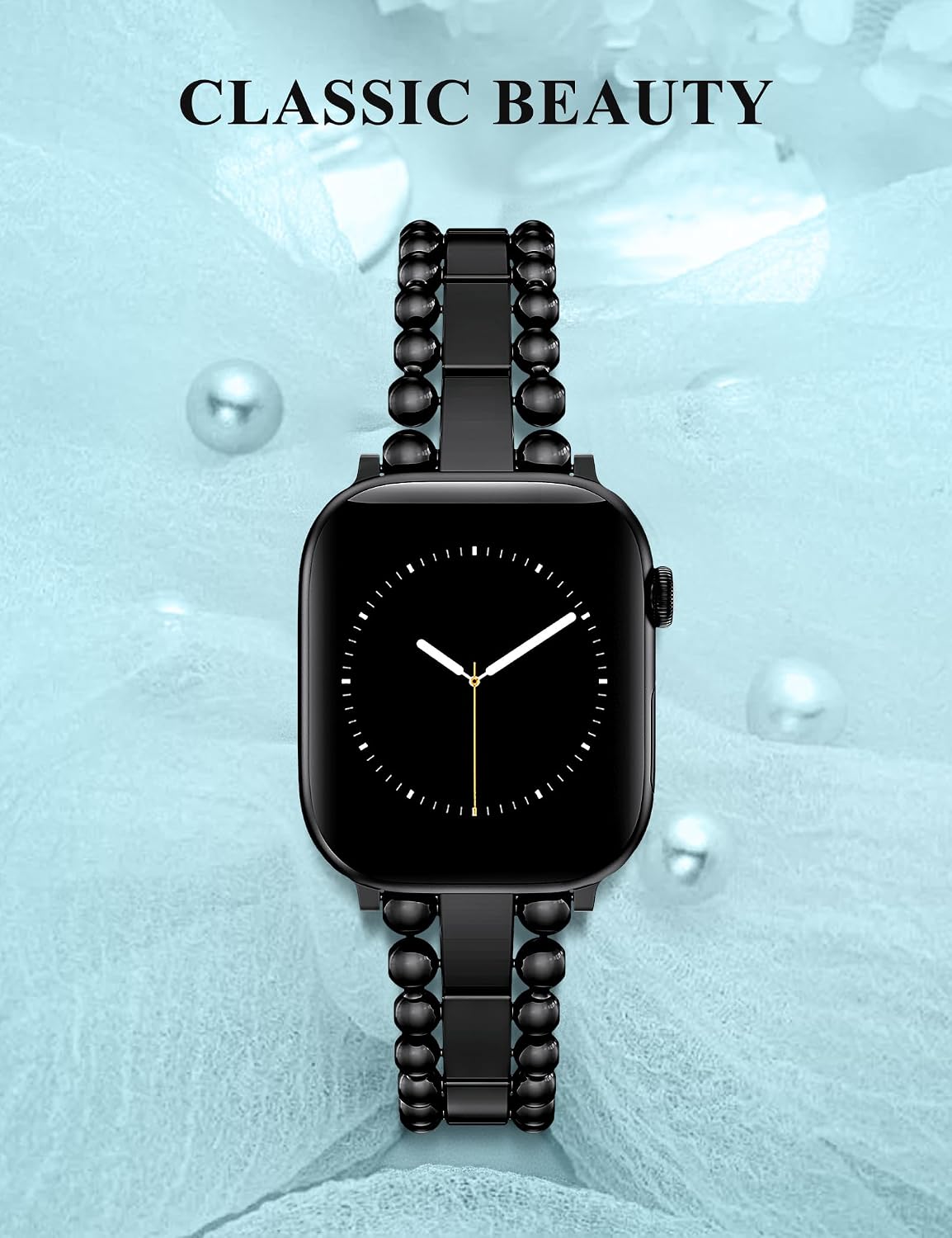 TOYOUTHS Beaded Bracelet Compatible with Apple Watch Bands 38/40/41/42/44/45/46/49mm Women, Dressy Fancy Stainless Steel Metal Elegant Jewelry Strap for iWatch Series 11 10 9 8 7 6 5 4 Ultra/SE 3 2 1