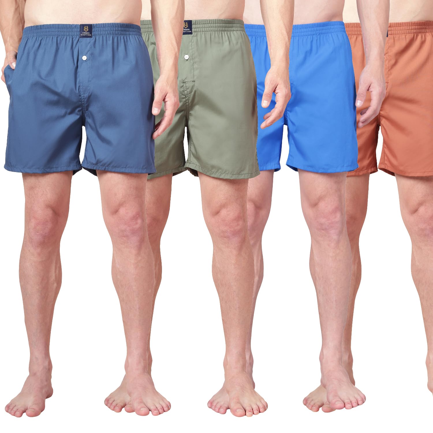 urban scottish Men’s 100% Cotton Solid Boxers Shorts with Side Pockets (Pack of 4) (USB-02-03-04-05-S) Multicolour-picture-33