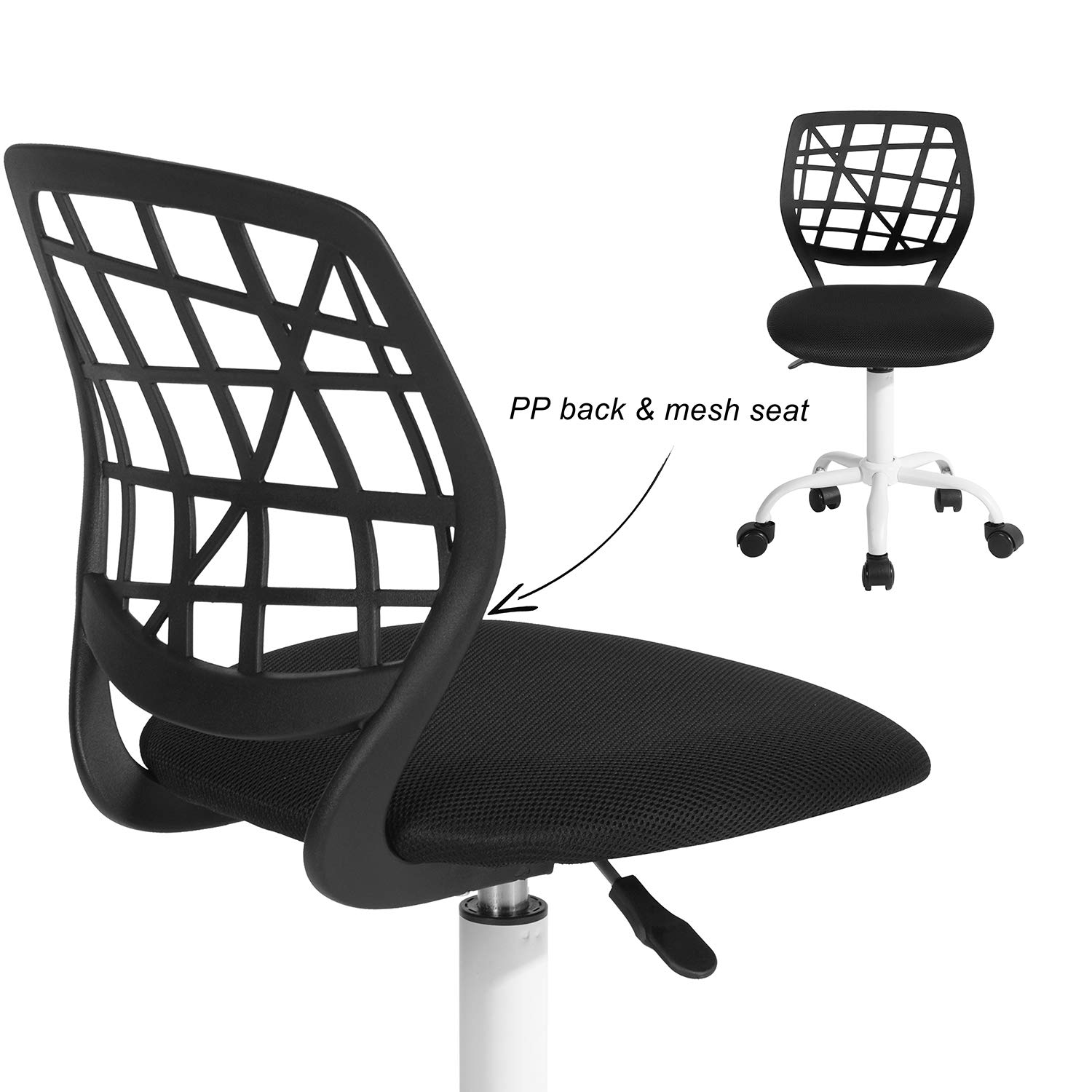 FurnitureR Kompakter Klassenstuhl, ergonomischer Sitz für Schule, Rückenlehne aus atmungsaktivem Netzgewebe in Schwarz, höhenverstellbar, Zeichenzimmerstuhl für Kinder, leicht zu bewegen 360 °