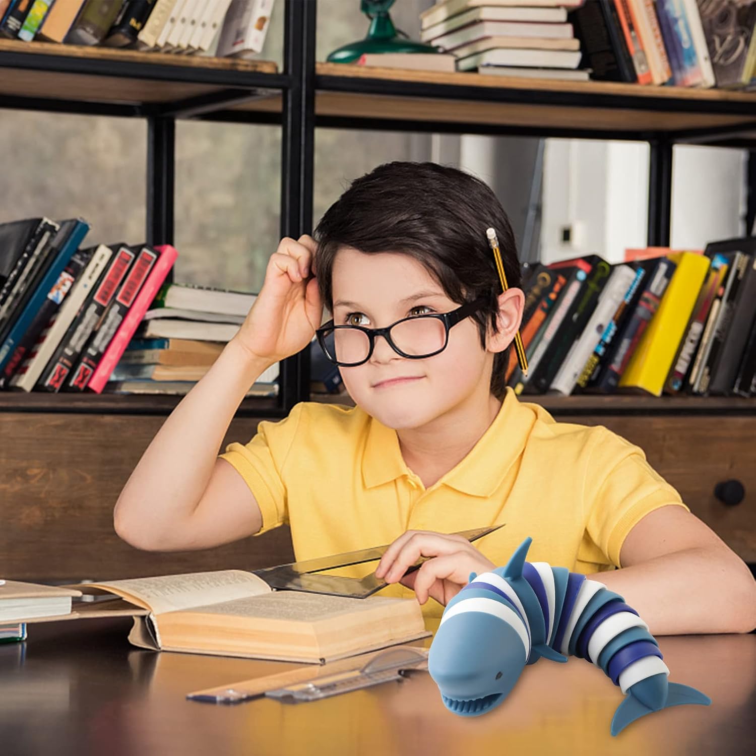 Fidget Slug Toy,3D Articulated Stretch Shark Stress Reliever Hand Toy, Sensory Stress Relief Toys for Adults and Kids, Pressure Relieving and Anti-Anxiety Office Desk Toys(Multi-Color) - Image 6