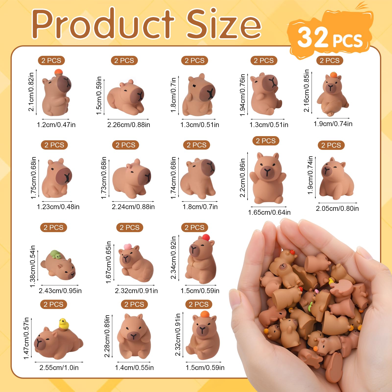 GSrenyu 32 Pcs Mini Capybara Figures 16 Styles Resin Capybaras Mini Figures Resin Animals Cut Capybara Figurine Miniature Figurines for Garden Tabletop Dollhouse Moss Landscape Party Cake Decor DIY - Image 2