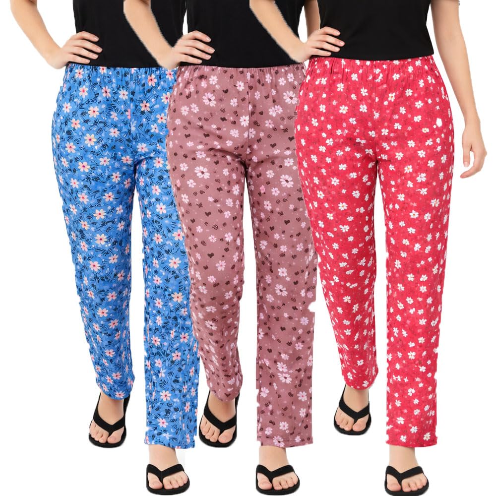 brand flex Women's Relaxed Fit Printed Pyjamas Lounge Pants For Women (Prints May Vary) 3Pack-picture-47