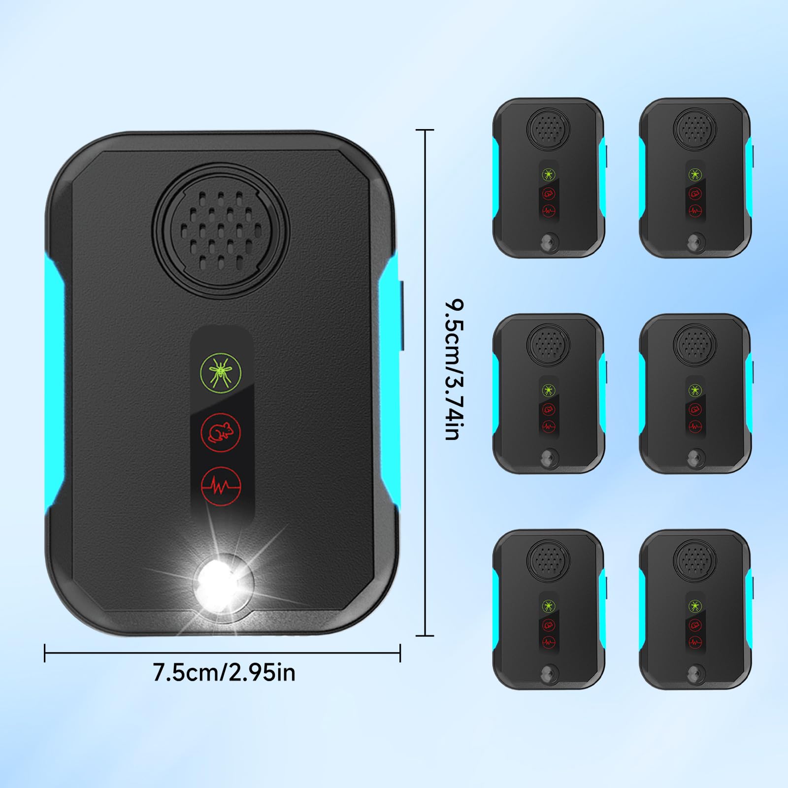 6 Pack Ultrasonic Pest Control Repeller, Mouse Repellent Indoor for Spider Bug Roach Ant Mosquito Rat Mice Insect Deterrent, Mouse Rodent Repellent Ultrasonic Plug in, 4 Mode Switching, Black - 2