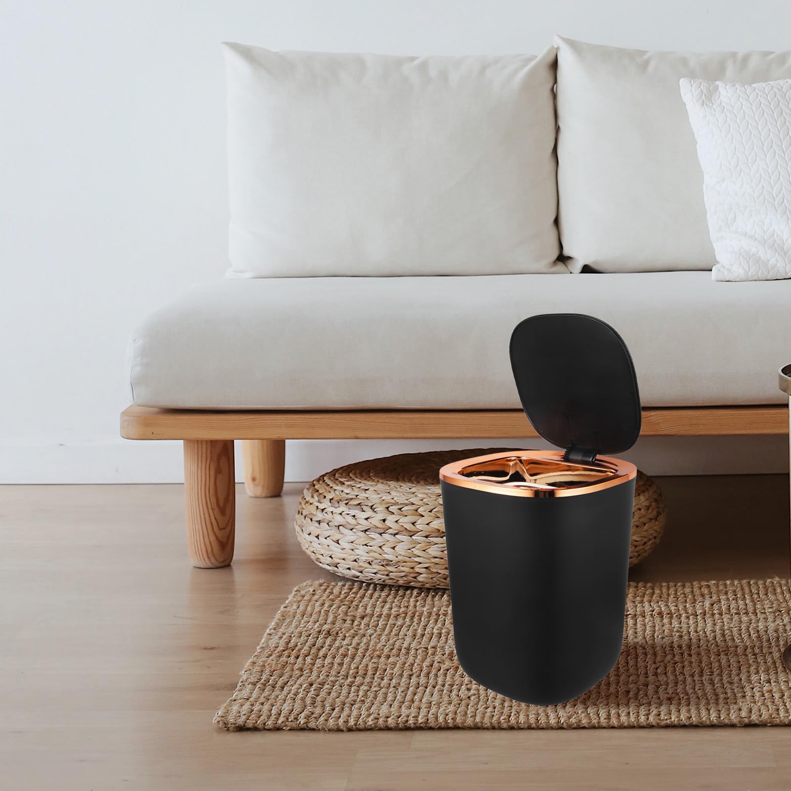 Papelera de Pvc Negra Sensor Automática para Oficina y Dormitorio | Apertura Rápida por Infrarrojos, Tapa Automática, Sujeción Firme de Bolsa
