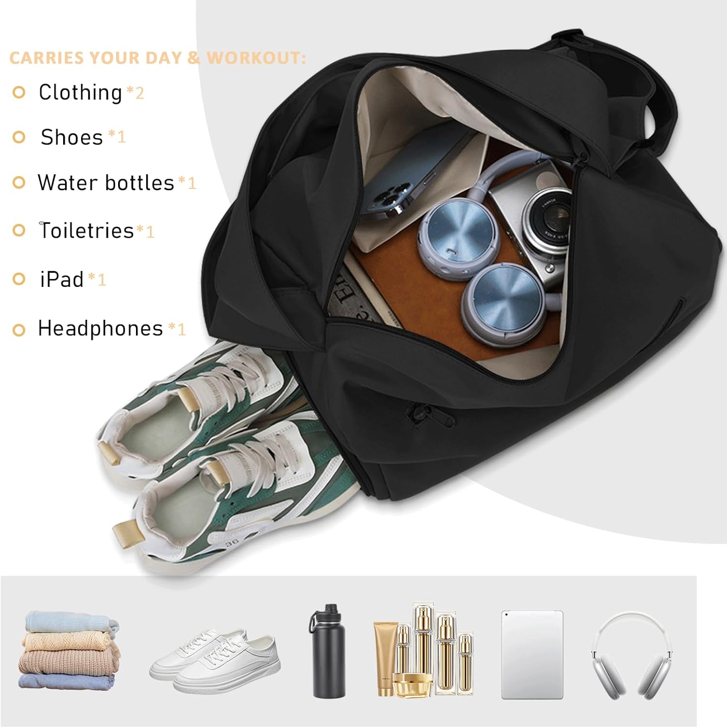 Small Gym Bag for Women Sports Duffel Bag with Shoes Compartment, Waterproof Travel Duffel Bag Carry on Bag Overnight Bag Weekender Bags for Workout Swimming Yoga Dance - Image 3