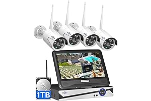 Hiseeu Wireless Security Camera System with Large 10" LCD Monitor