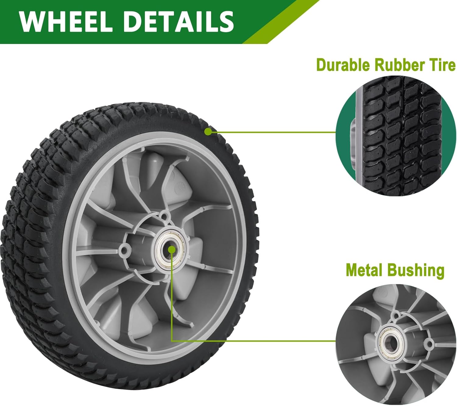 Lawn Mower 8 inch Front Wheels Replaces 125-2510 120-7045 Compatible with 30 inch TimeMaster 20199 20200 20975 20976 20977 20978 21199 21200 21810 21811 Lawn Mowers (2pack)