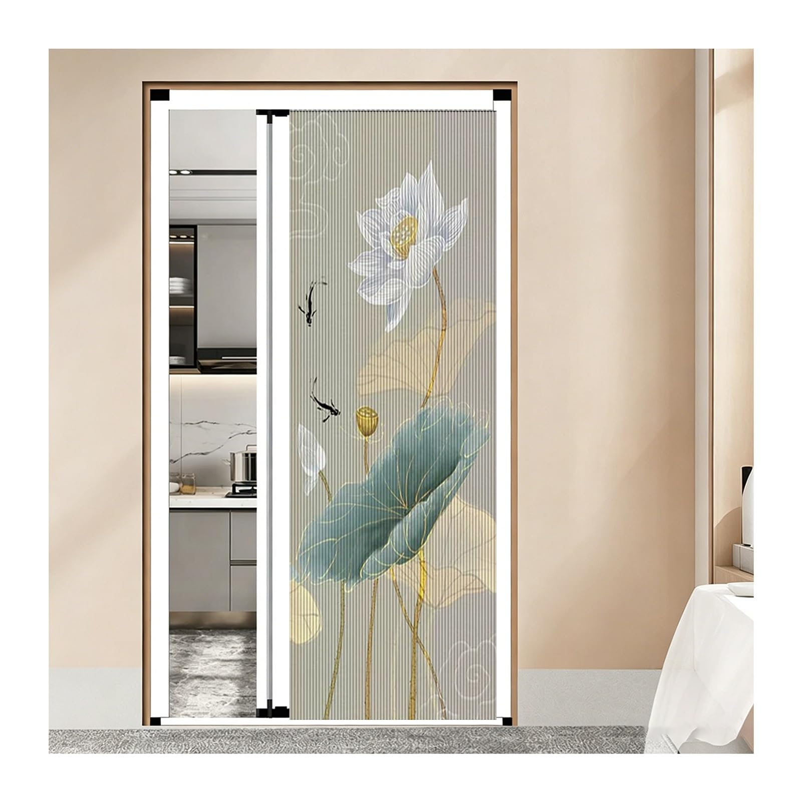 Renter Friendly No Drill Accordion Door, Honeycomb Fabric Partition, Waterproof Sliding Door for Rental Closet Shower Tiny Pantry(White Frame,80x200CM)