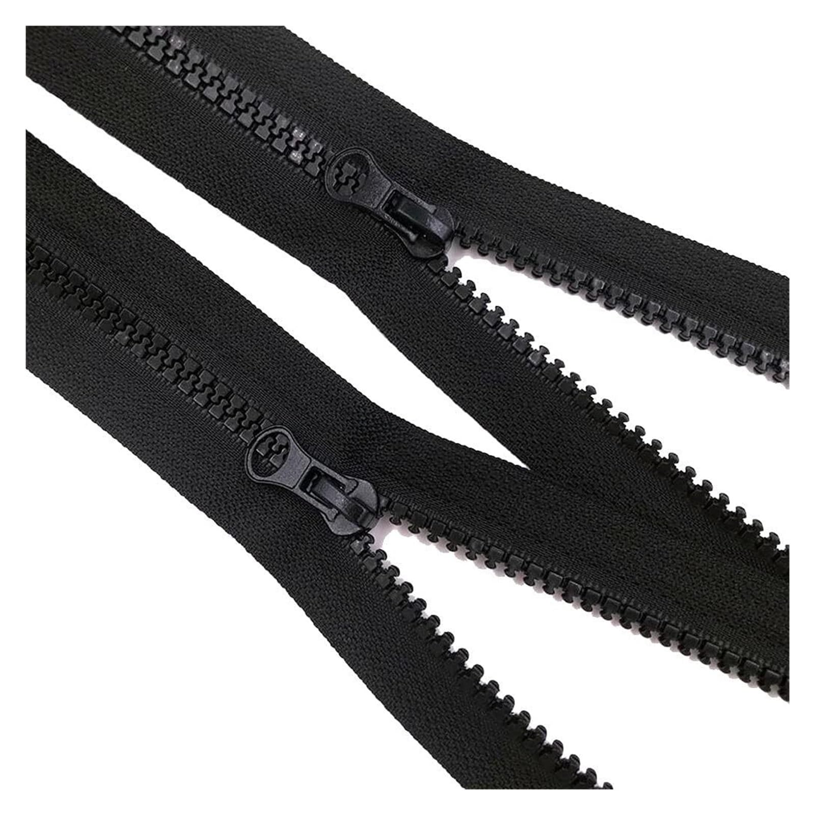 Zamki metalowe, zamki, zamek błyskawiczny, błyskawiczne otwarte, do szycia, z żywicy plastikowej 5# uchwytami na, czarne kurtki (60 cm (24 cale))(75cm(30 inch))