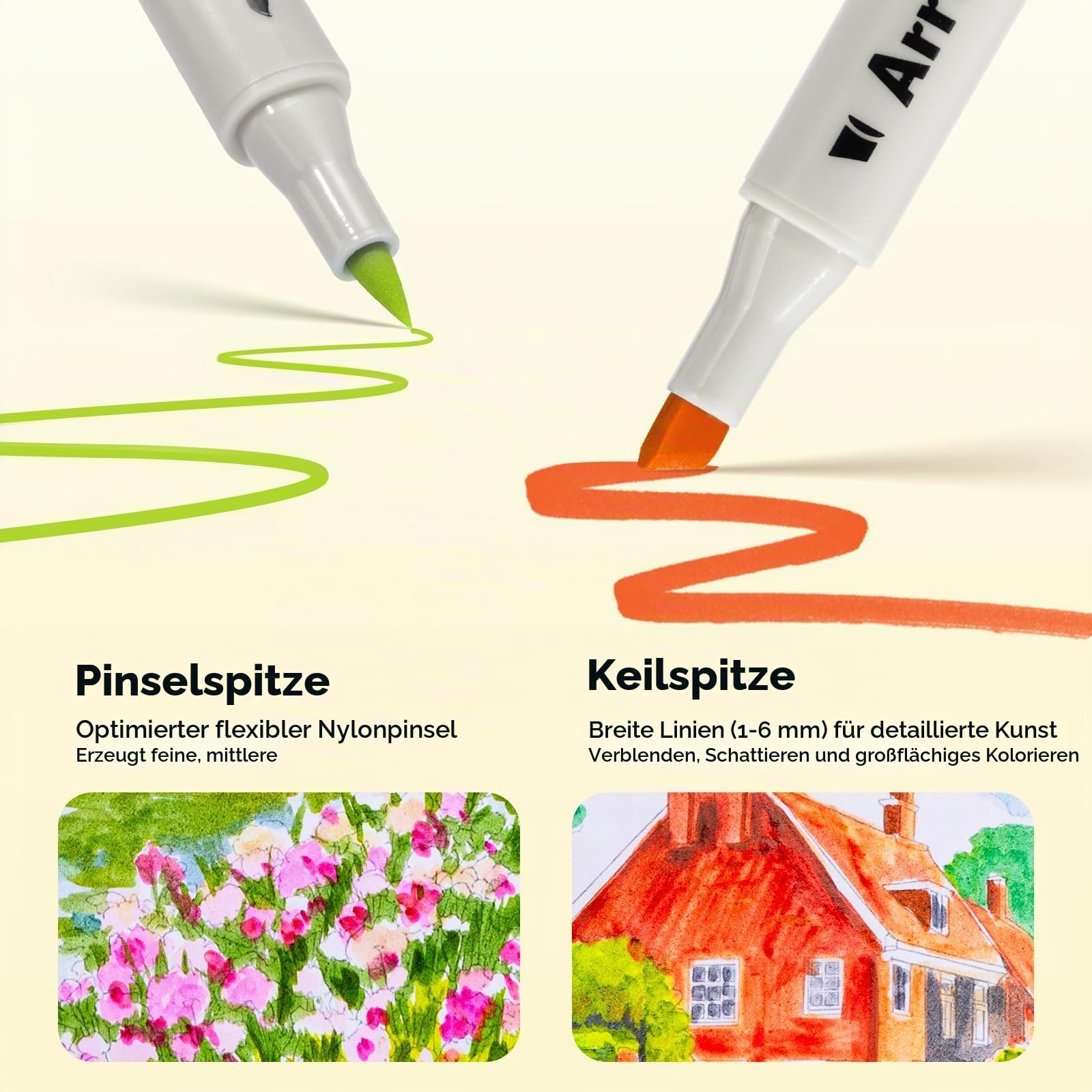 Arrtx Oros Alkoholmarker für Steine 160 Farben, Pinselspitze Acrylmalstifte für Felsmalerei, Holz, Leinwand, Stein, Glas, Keramik, Stoff, DIY Kunsthandwerk & Kunstzubehör, Geschenkpaket