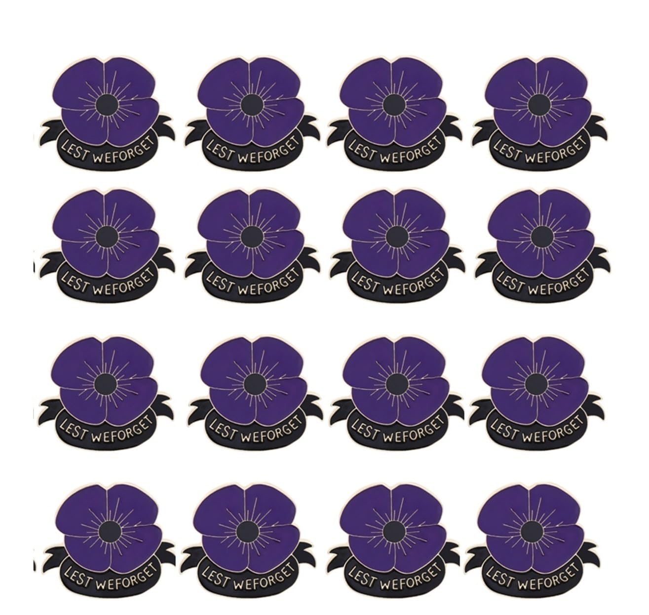 Yanonug Women's Purple-16Pcs 16Pcs Veteran Poppy Flower Brooch Alloy Oil Drop Badge Memorial Day Veterans Brooch Lapel Brooch Accessories Decorative Gift(Purple-16Pcs)
