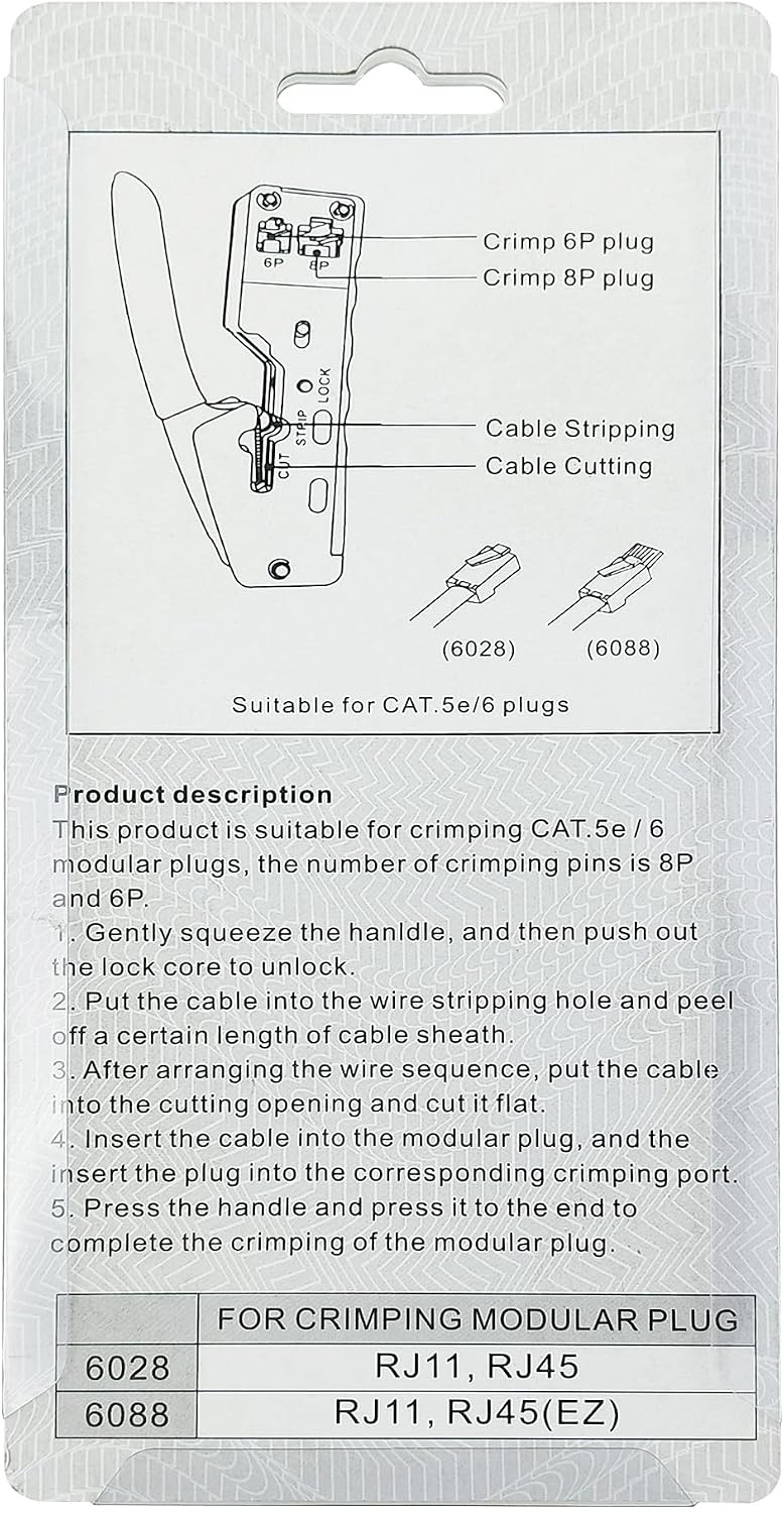 SYSTON Modular Plug Crimper Kit for RJ11 (6P4C) RJ12 (6P6C) RJ45 (8P8C) Network Connectors - Heavy-Duty Cat5 Cat6 Ethernet Crimping Tool with Built-In Stripper & Cutter for Professional Use