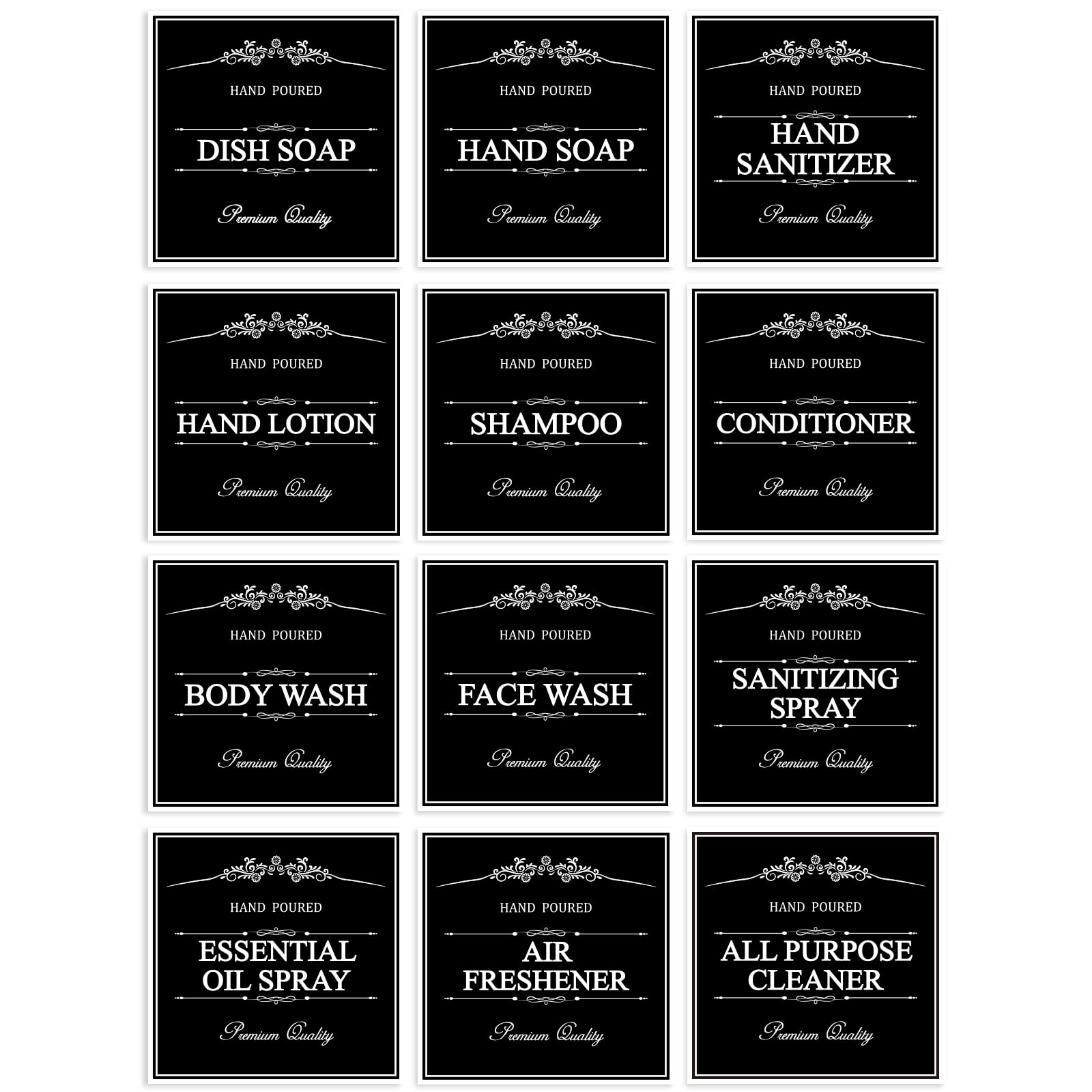 Buy flowertree 12 Pcs Black Waterproof Soap Labels for Plastic/Glass