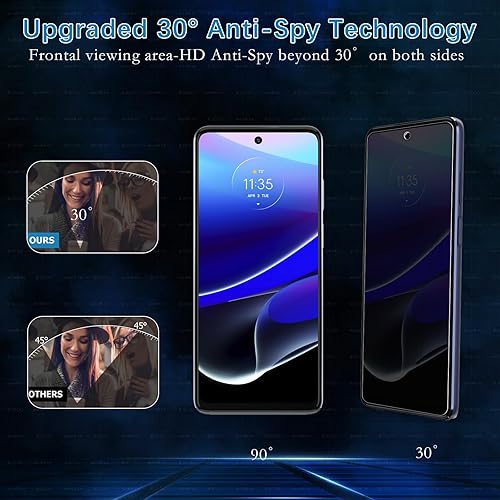 Miniatura 7 de Paquete de 2 protectores de pantalla de privacidad para Motorola Moto G Stylus 5G 2022 con 2 protectores de lente de cámara, película de vidrio