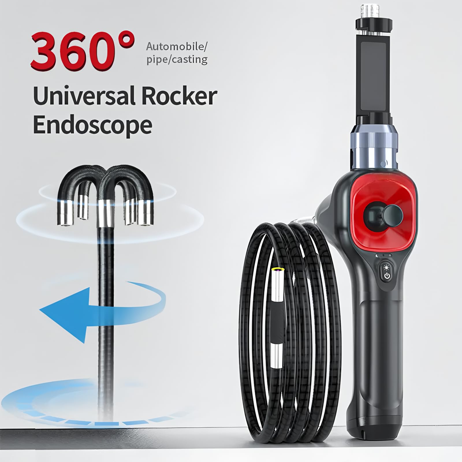 Endoscope Borescope F6-A Inspect camera Four-way 360° Steering Endoscope (IOS/Androi Smarthphone Endoscope) HD 1080P over-Temperature Protection IP67 8 Languages 5200mAh(F606A-Φ6.2-1M)
