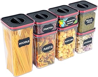 Airtight Food Storage Containers, Veluebay 7pcs BPA-Free Food Containers with Lids, Labels,Marker for Kitchen Pantry Organ...