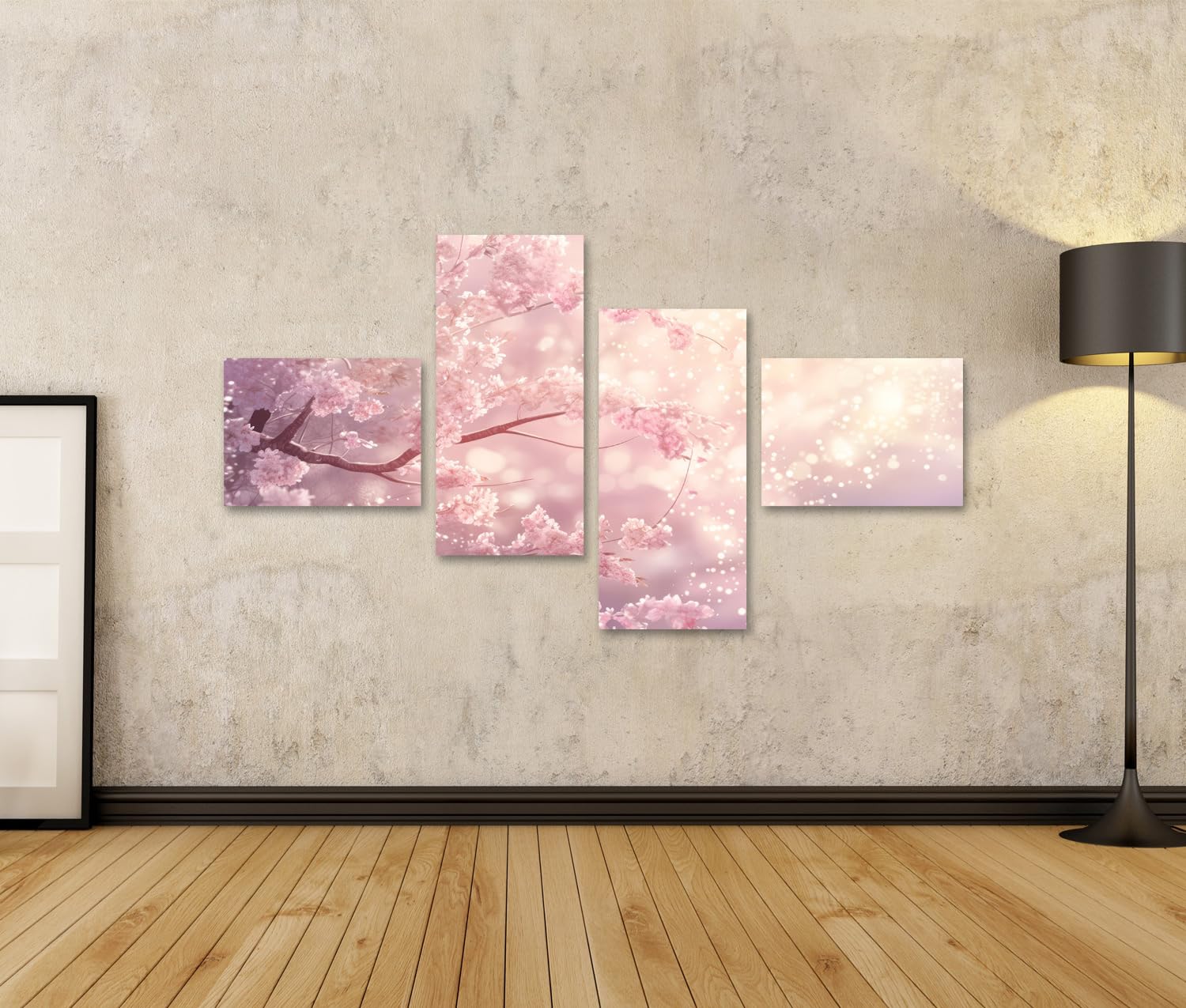 islandburner Quadro su tela Rami di fiori rosa in luce magica per camera da letto romantico spa immagini poster