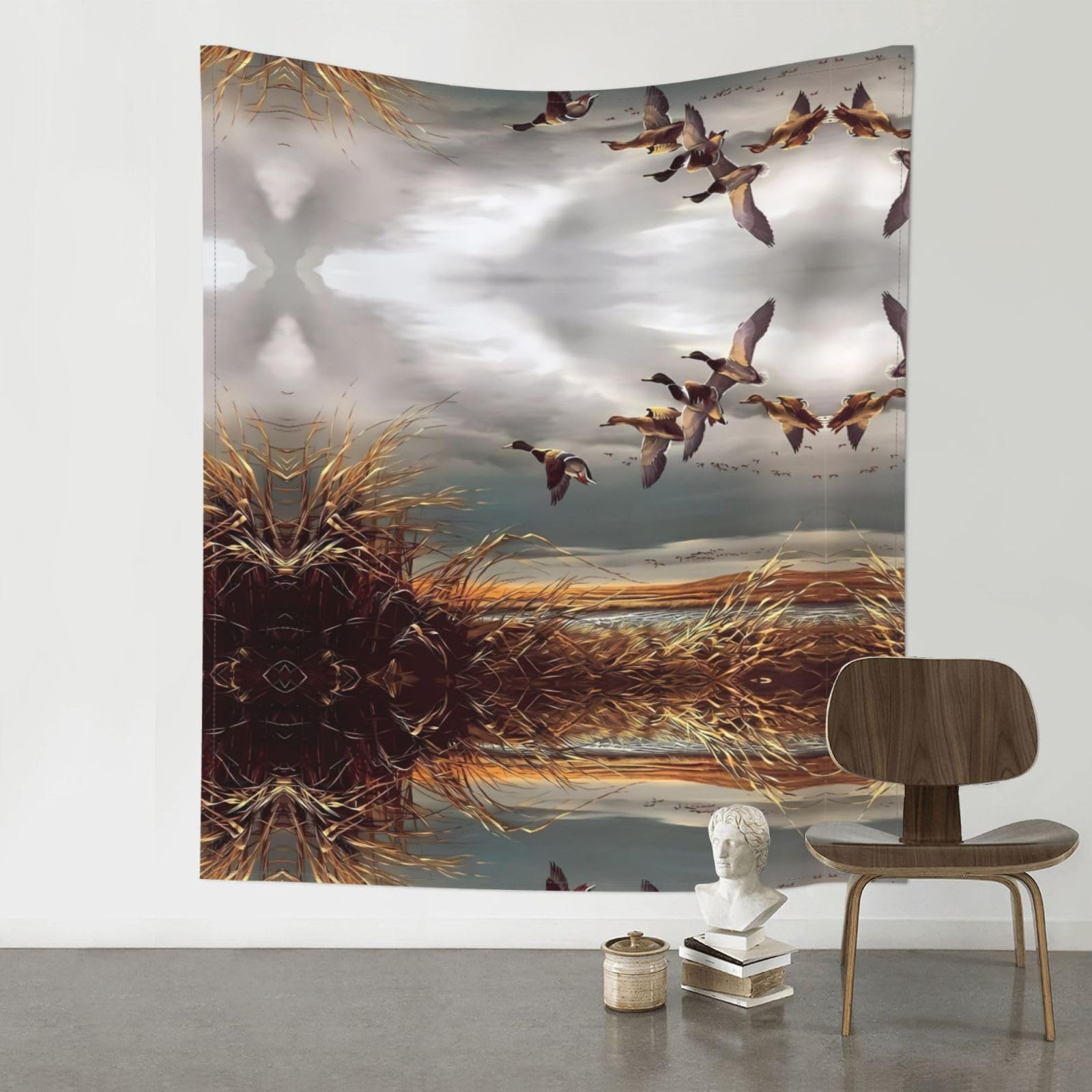 YYHWHJDE Hunting Flying Wild Ducks Prints Wall Tapestry 60x51in - High-Grade Polyester Throw for Dorm Room Decor, Beach Blankets & Home Accent