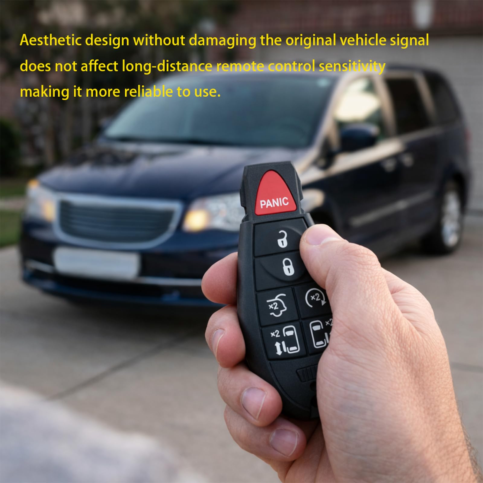 2-Pack Key Fob Replacement for Dodge Grand Caravan & Dodge Caravan 2008-2020, Chrysler Town and Country 2008-2016, FCC ID M3N5WY783X, 7 Button Remote, Pre-Tested with Uncut Key — view 5