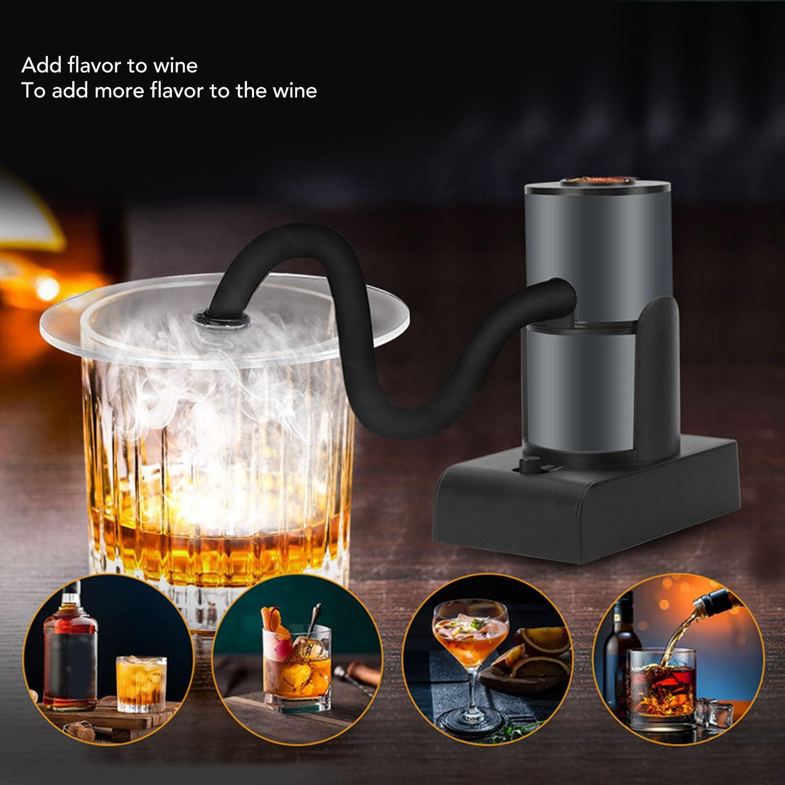 Jiawu Infusore per Cocktail Portatile per Affumicatore di Bevande, Infusore per Fumo Portatile a 2 Marce per Barbecue a Base di Carne, Salmone e Formaggio, Grigio