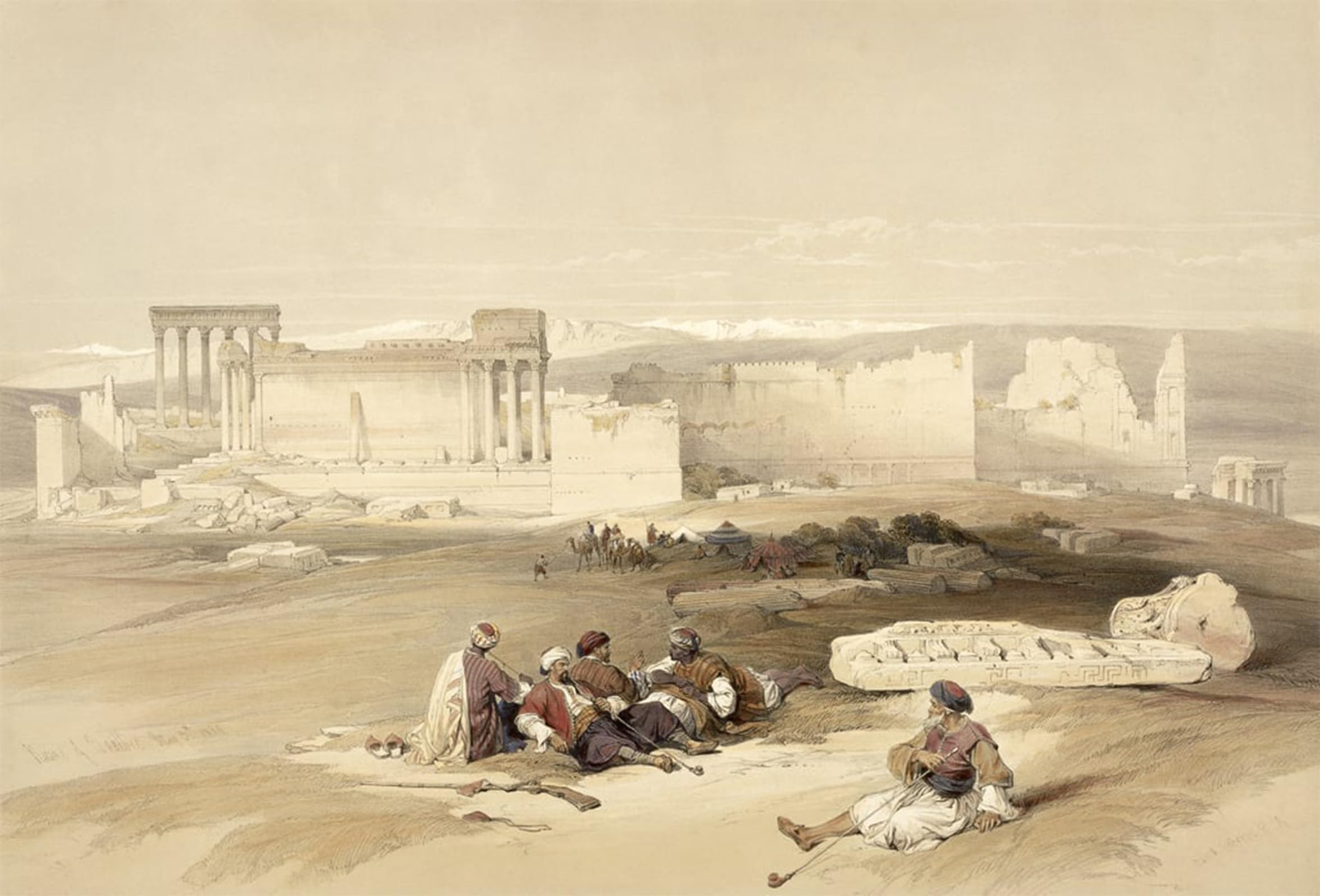 POSTERIIk Famous Modern Artwork Art Mural Ruins of Baalbec by David Roberts Oil Paintings Pictures for Home Decor 60x90cm