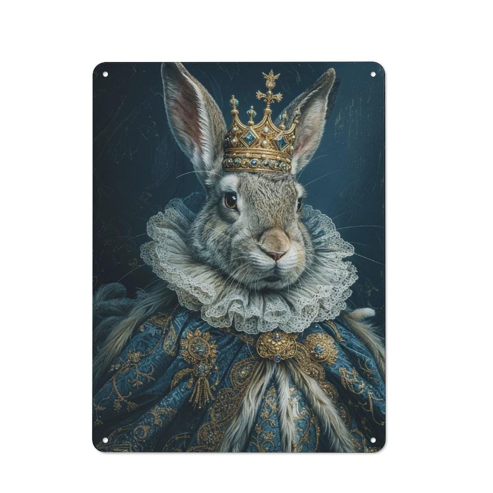 Vintage Metal Sign with Rabbit King Design 40x30cm, Vintage Bar Wall Plaque for Cafe, Pub, Workshop Or Home Bar