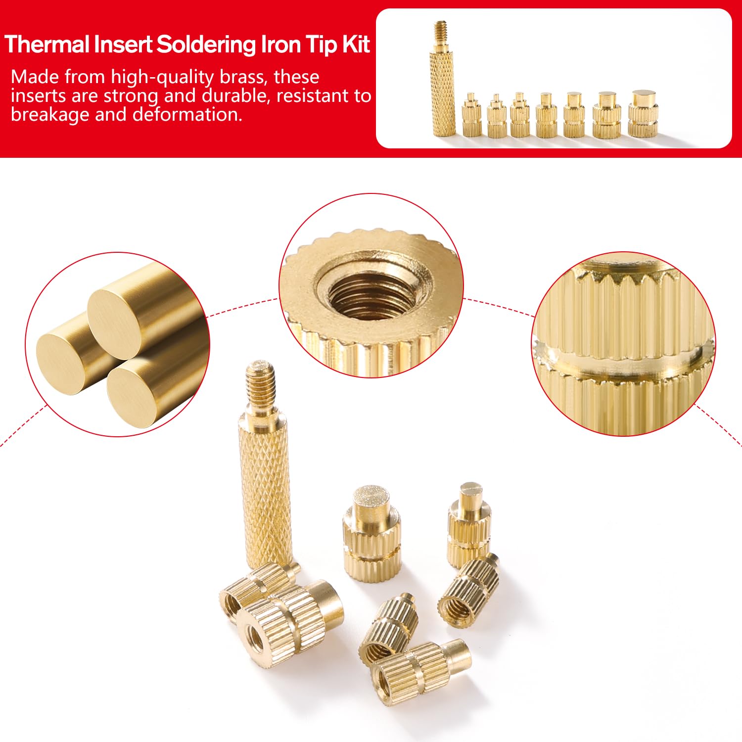 YIXISI 16 PCS M2 M2.5 M3 M4 M5 M6 M8 Heat Set Insert Tool Kit, Hot Mel-t Nut Embedded Insertion Tip, Melting Aid Tips - Image 3